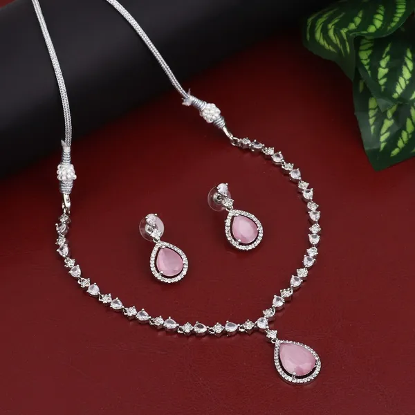 Sparkling_Pink_Teardrop_Necklace_Set