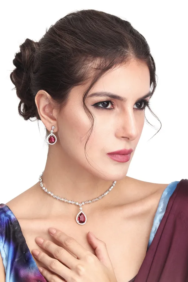 Sparkling_Red_Teardrop_Necklace_Set