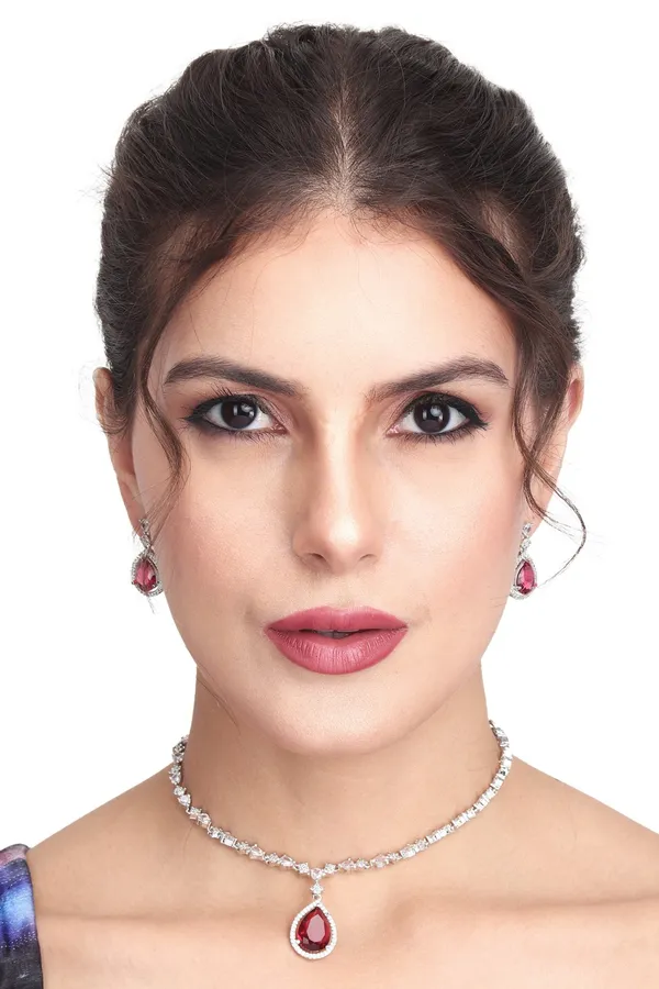 Sparkling_Red_Teardrop_Necklace_Set