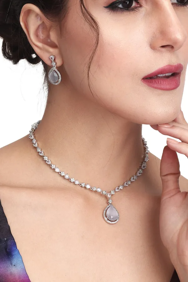 Sparkling_Grey_Teardrop_Necklace_Set