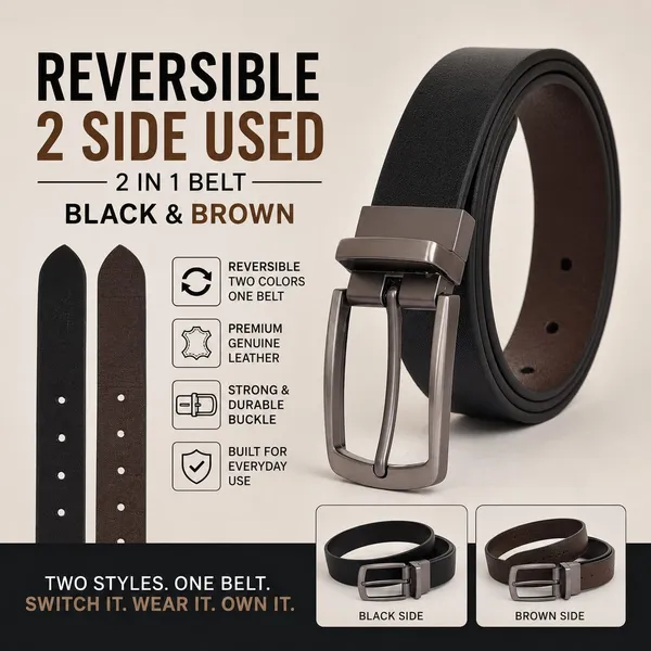 Black_Brown_Leather_Reversible/2SIDE_USEABLE/2IN1_Belt_for_Men