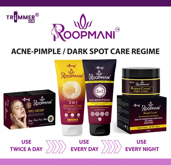 Roopmani_Acne-Pimple_/_Dark_Spot_Care_Regime_Combo_Pack_(75_Gram_+_50_Ml_+_100_Gram_+_25_Gram)