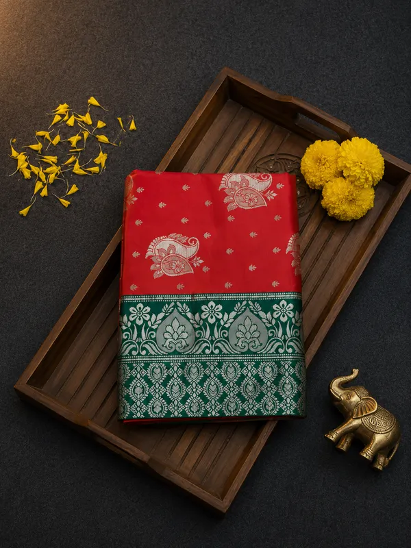 Red_Litchi_Silk_Saree_For_Women