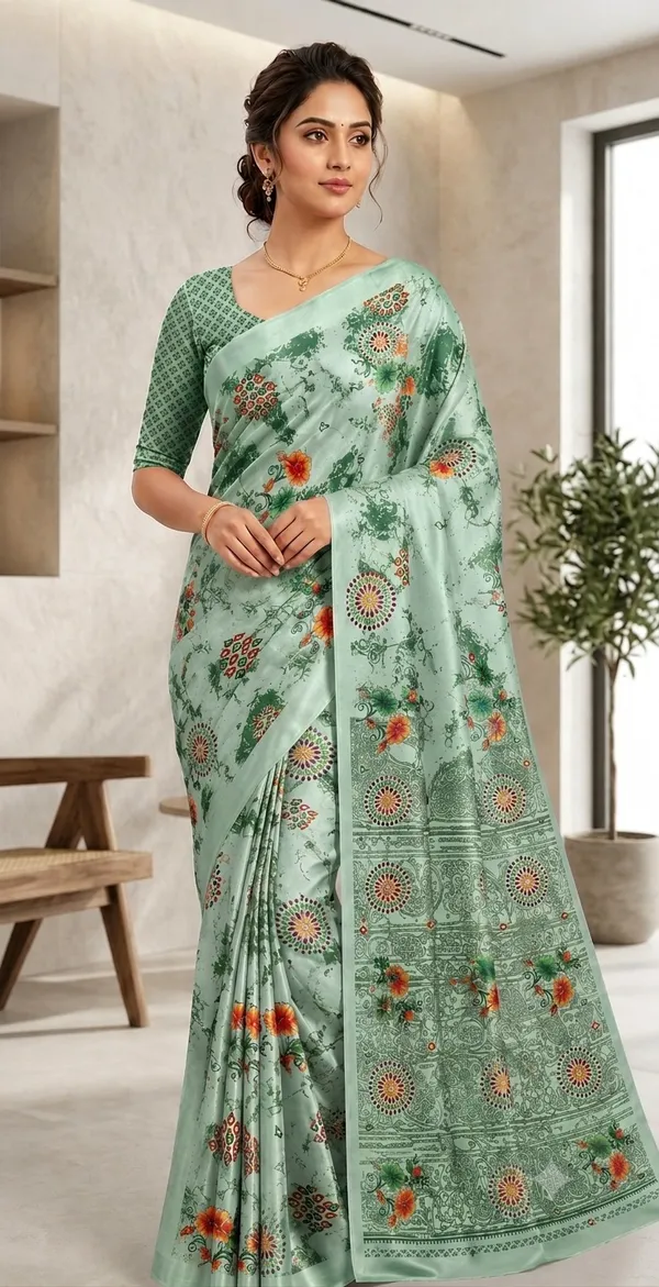 Mint_Green_Printed_Saree_for_Women