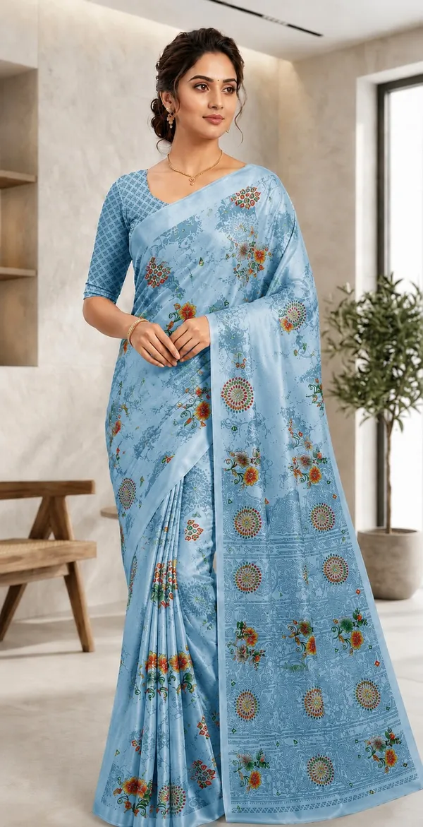 Blue_Floral_Print_Saree_for_Women