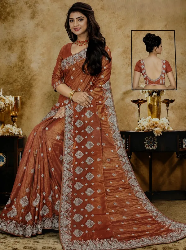 Rust_Printed_Saree_for_Women