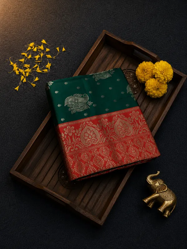Green_Litchi_Silk_Saree_For_Women