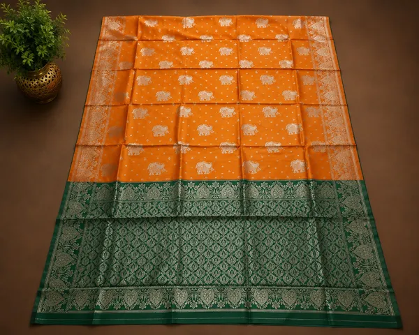 Orange_Green_Woven_Saree_for_Women