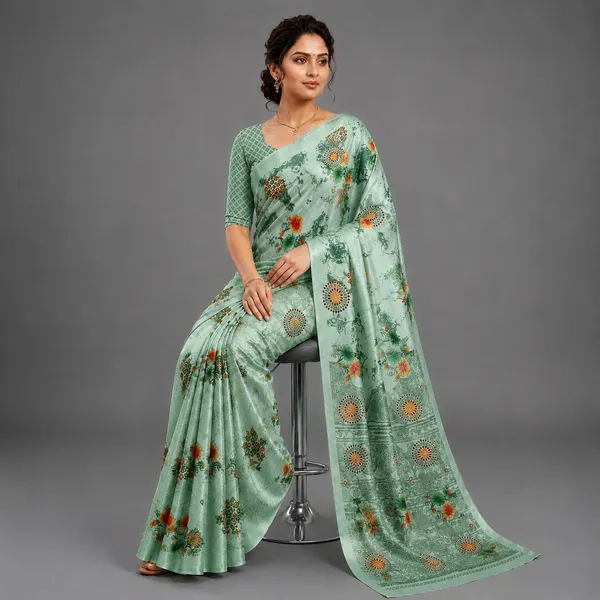 Mint_Green_Printed_Saree_for_Women