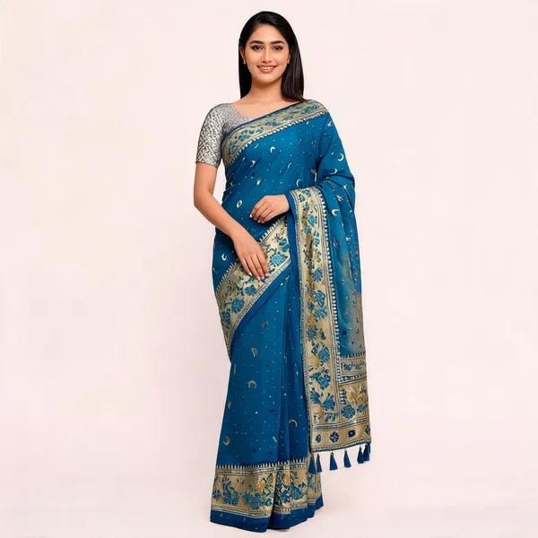 Blue_Banarasi_Silk_Chandraona_With_Small_Stone_Saree_For_Women