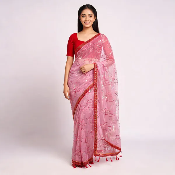 Pink_Twill_Net_With_Satari_Work_Saree_For_Women
