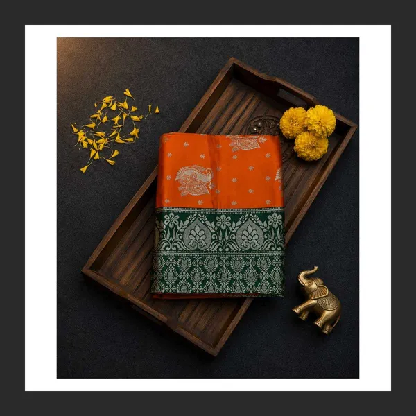 Orange_Green_Woven_Saree_for_Women