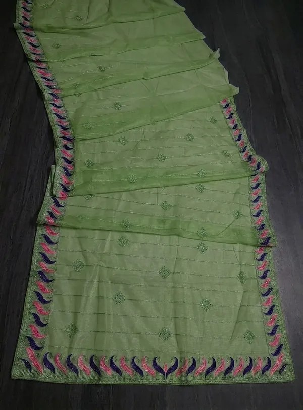 Green_twill_Net_With_Handwork_Stone_And_Satari_work_saree