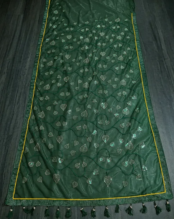 Green_twill_Net_With_Satari_Work_Saree_For_Women