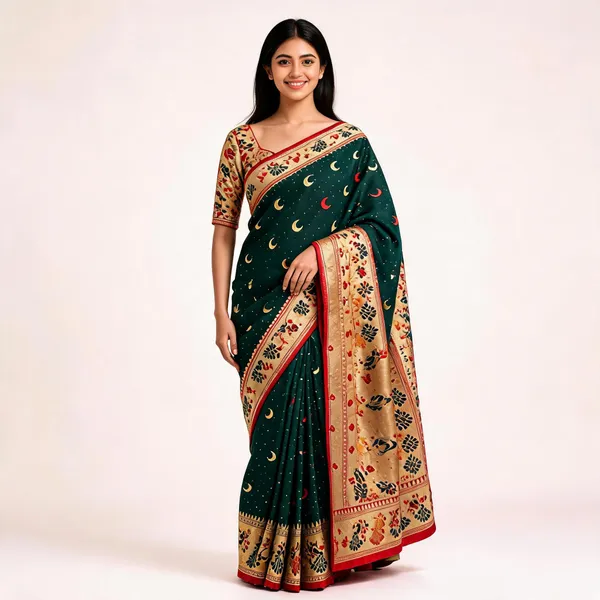 Green_Banarasi_Silk_Chandraona_With_Small_Stone_Saree_For_Women