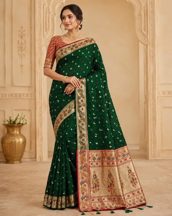 Green_Moon_Print_Shawl_With_Peacock_Border_for_Women