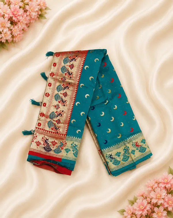 Teal_Traditional_Motif_Saree_for_Women