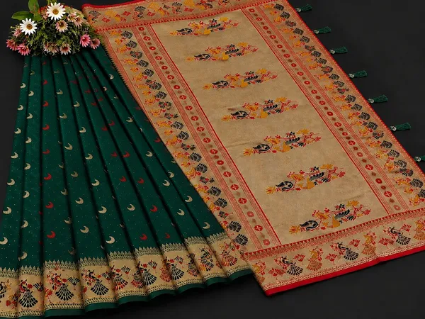 Green_Moon_Print_Shawl_With_Peacock_Border_for_Women