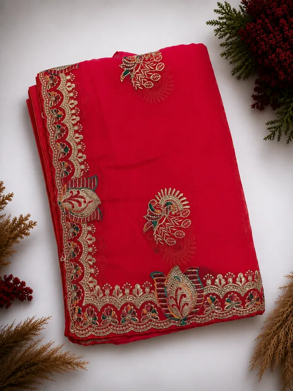 Pink_fandi_double_shade_saree_with_heavy_zarkan_embroidery_stone_work_with_floral_motifs_and_beautiful_border_design