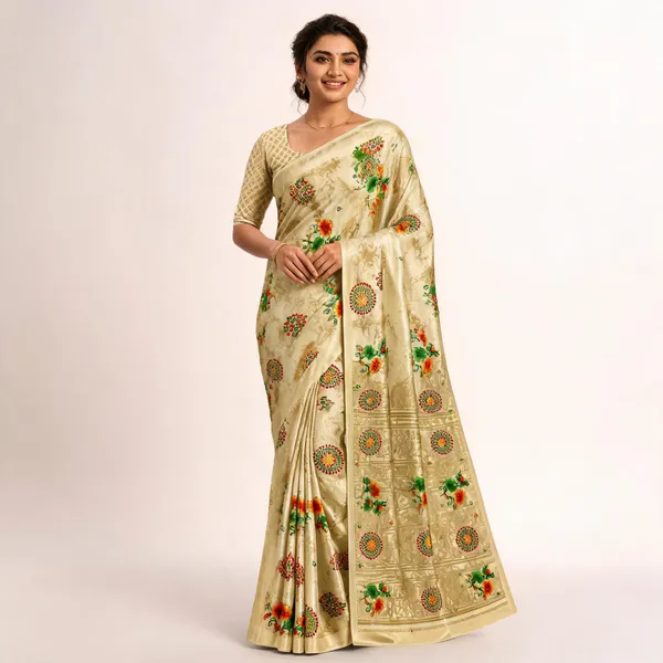 Cream_Sark_Turki_Crepe_Saree_For_Women