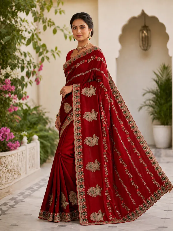 Red_fandi_double_shade_saree_with_zarkan_stone_work