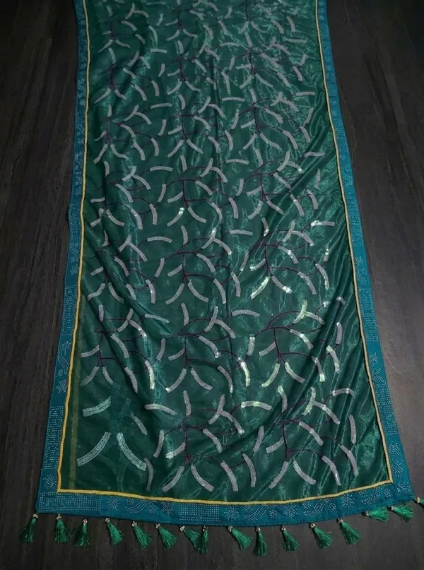 Teal_twill_Net_With_Satari_Work_Saree_For_Women