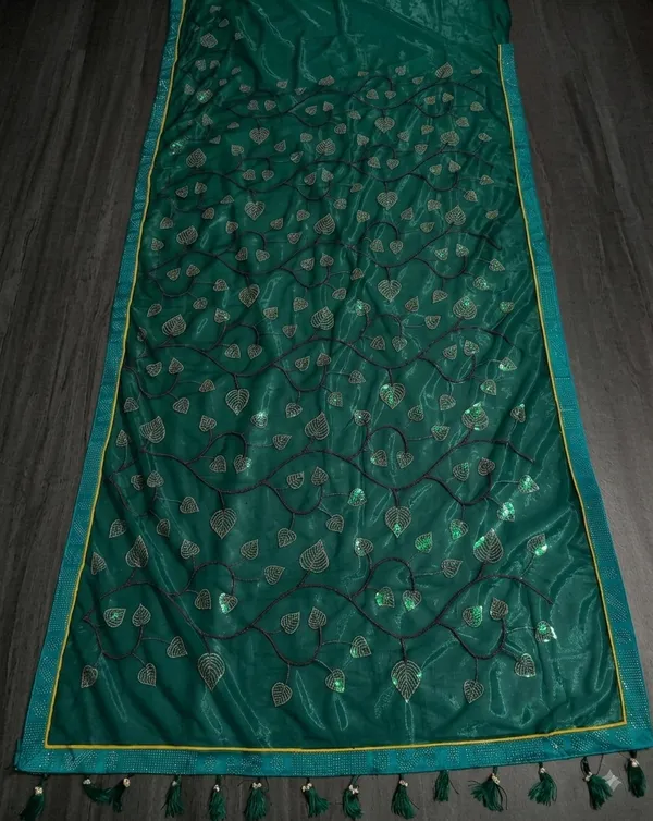 Teal_twill_Net_With_Satari_Work_Saree_For_Women