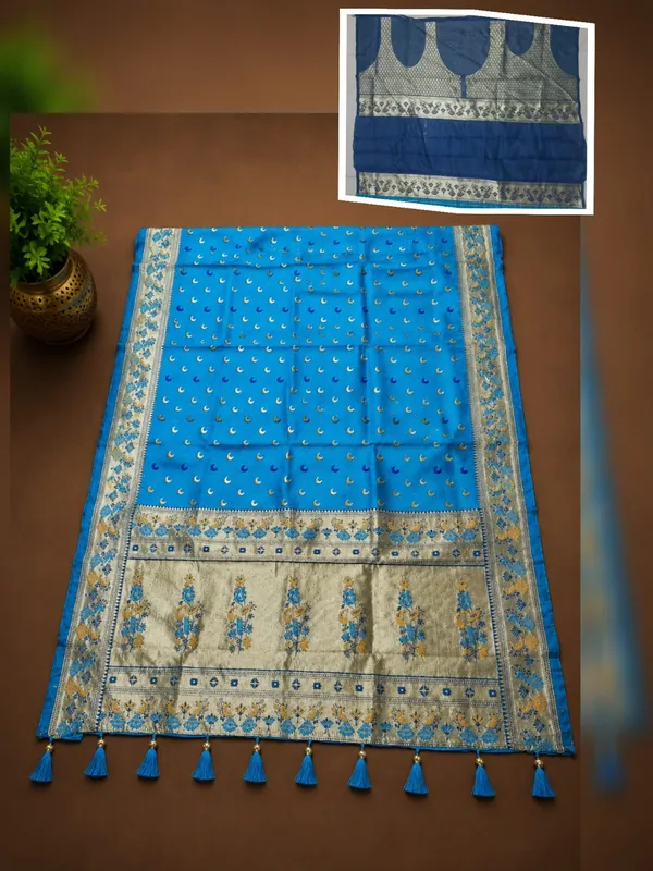 Blue_Printed_Dupatta_with_Tassels_for_Women