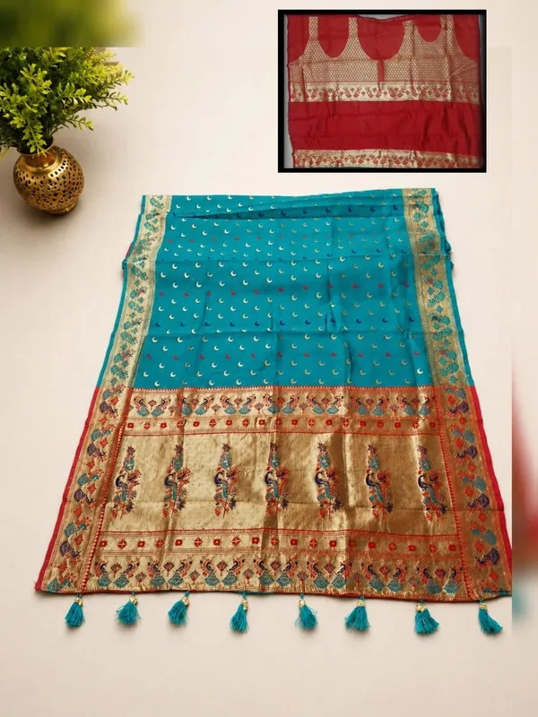 Teal_Traditional_Motif_Saree_for_Women