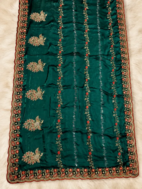 Teal_Fandi_Double_Shade_With_Zarkhan_Stone_Work_Saree_For_Women