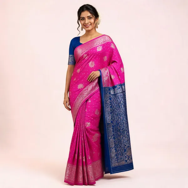 Pink_Litchi_Silk_Saree_For_Women