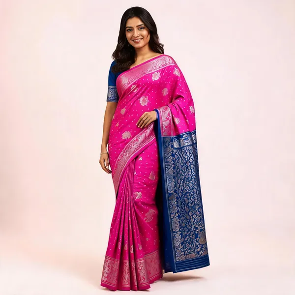 Pink_Litchi_Silk_Saree_For_Women