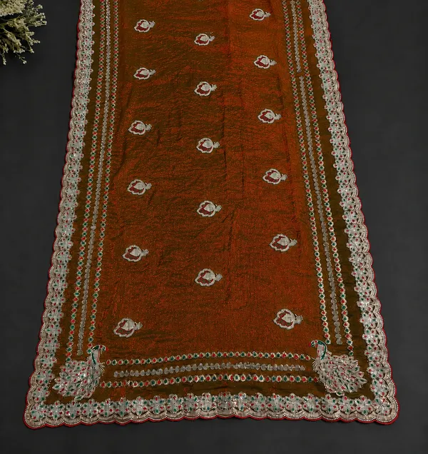 Brown_Fandi_Double_Shade_With_Zarkhan_Stone_Work_Saree_For_Women