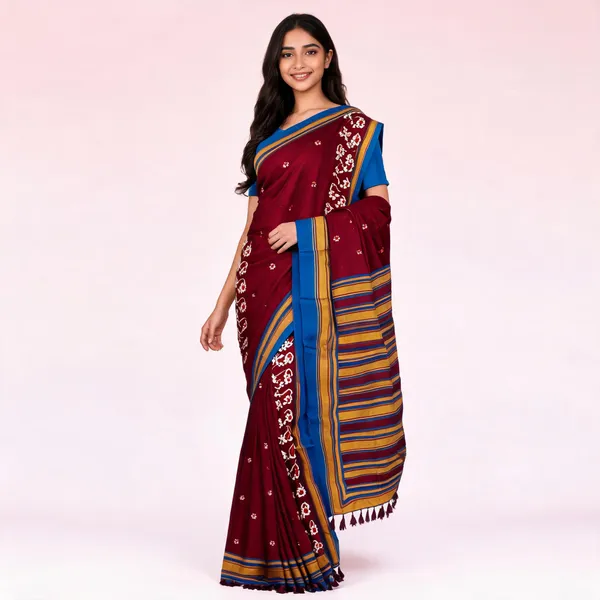 Maroon_Turkey_Silk_With_Handwork_Saree_For_Women