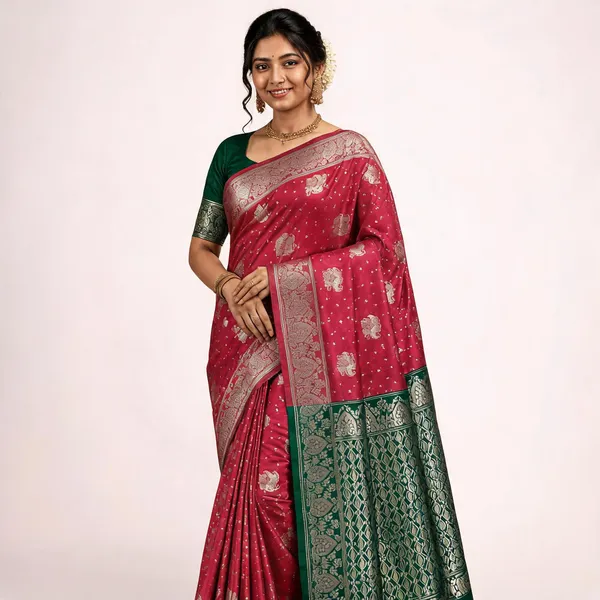 Pink_Litchi_Silk_Saree_For_Women