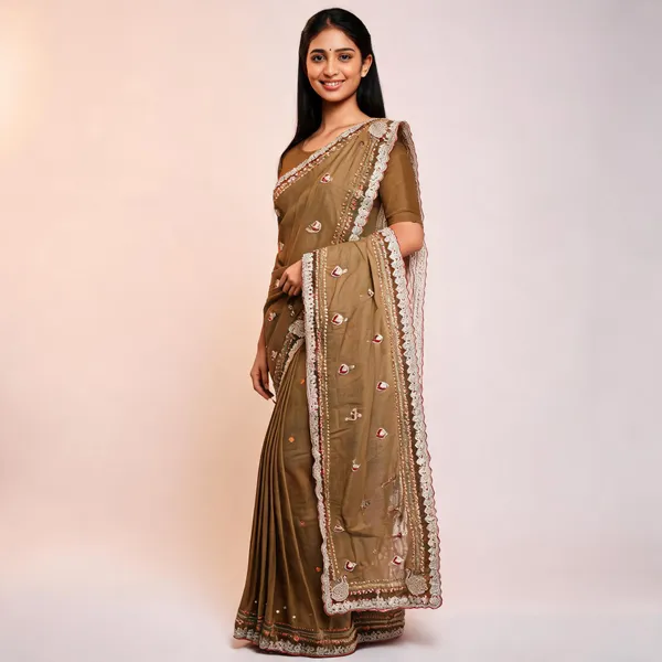 Brown_Fandi_Double_Shade_With_Zarkhan_Stone_Work_Saree_For_Women