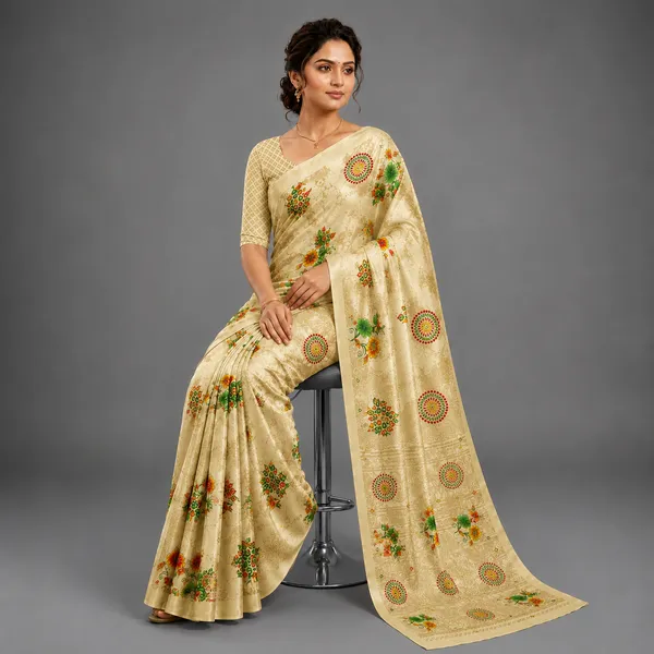 Cream_Sark_Turki_Crepe_Saree_For_Women