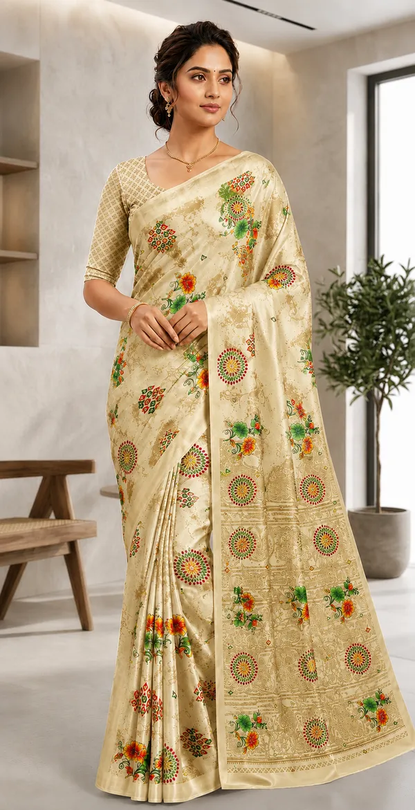Cream_Sark_Turki_Crepe_Saree_For_Women