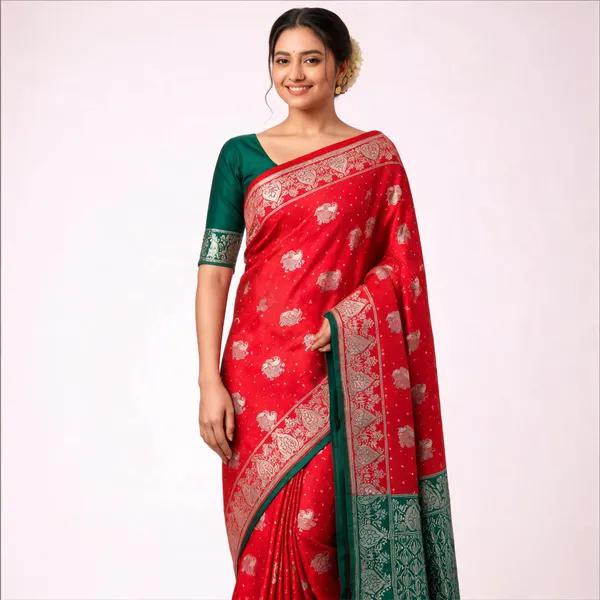 Red_Litchi_Silk_Saree_For_Women
