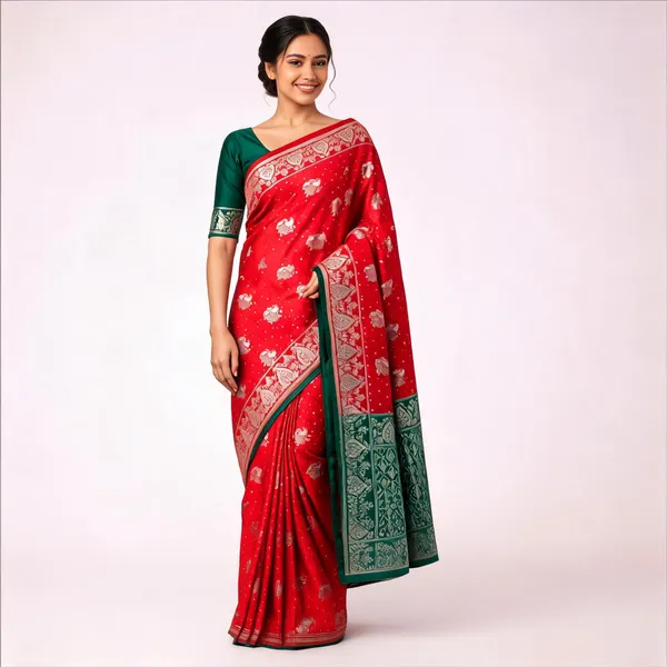 Red_Litchi_Silk_Saree_For_Women