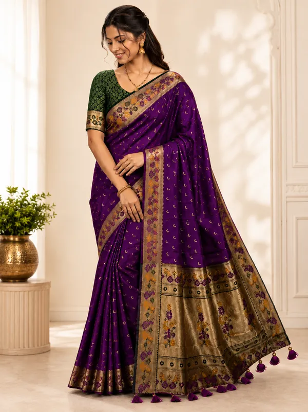 purple_Banarasi_Silk_Chandraona_With_Small_Stone_Saree_For_Women
