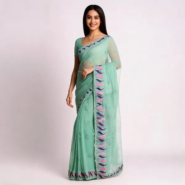 Mint_Green_Twill_Net_With_Handwork_Stone_And_Satari_Work_Saree_For_Women
