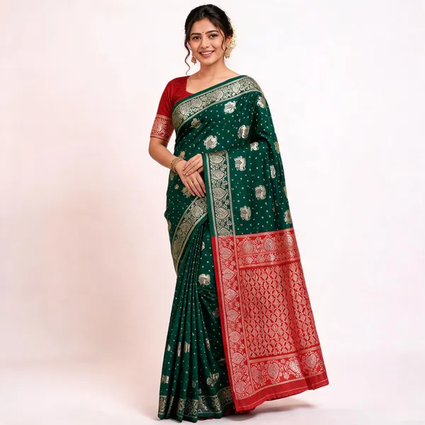 Green_Litchi_Silk_Saree_For_Women