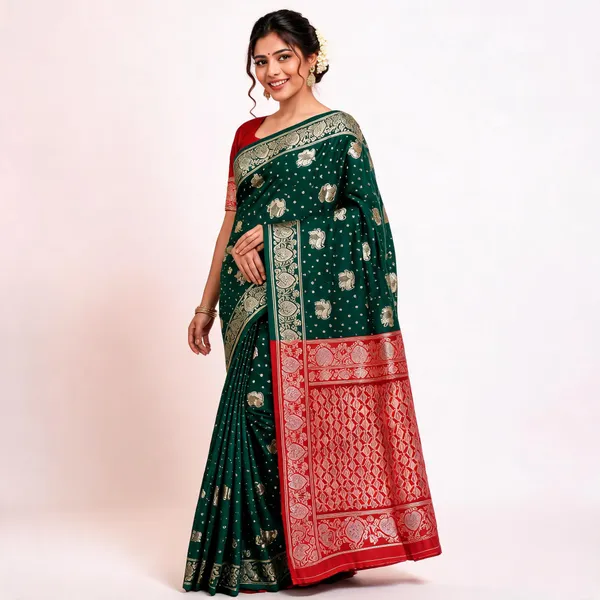 Green_Litchi_Silk_Saree_For_Women