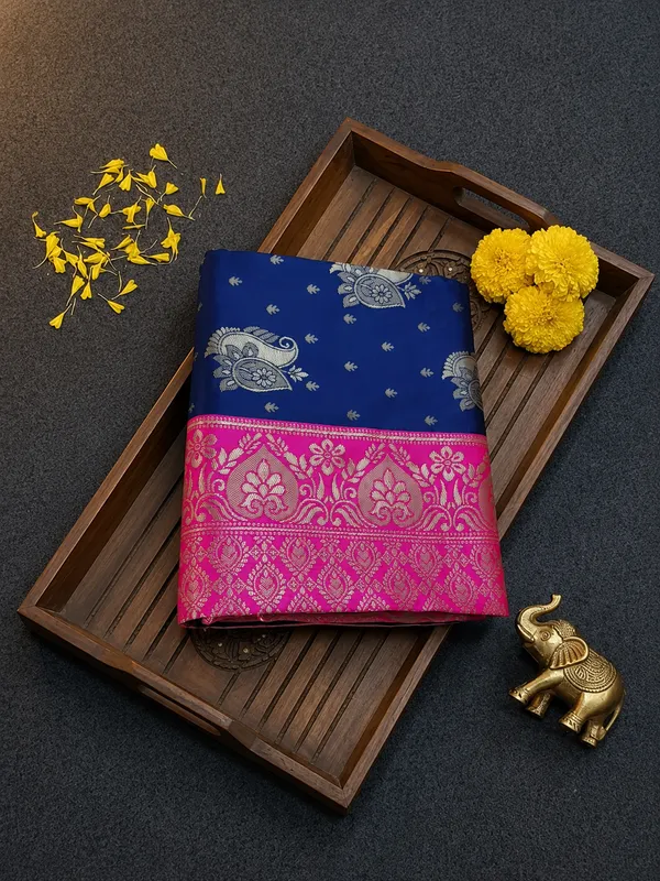 Blue_Litchi_Silk_Saree_For_Women