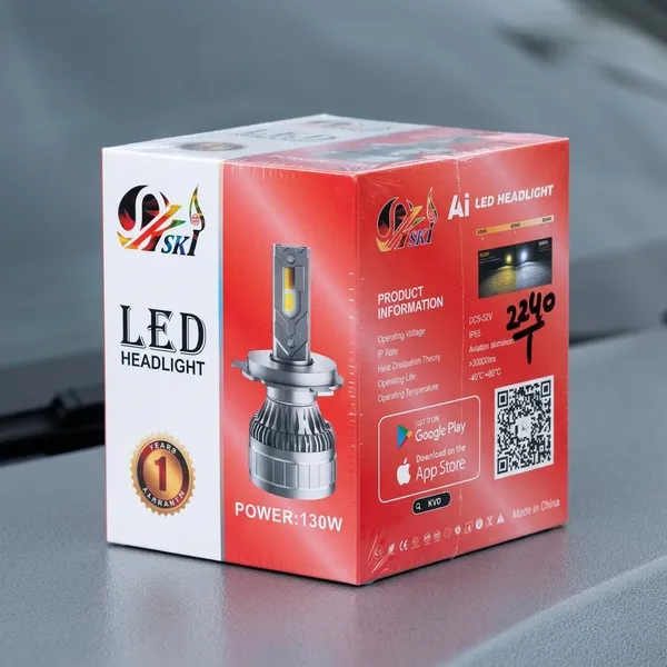 Silver_And_Black_Aluminium_Pc_Automotive_130W_Dual_Color_App_Control_LED_Headlight_Bulb