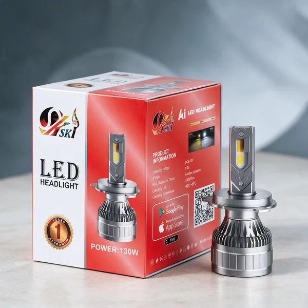 Silver_And_Black_Aluminium_Pc_Automotive_130W_Dual_Color_App_Control_LED_Headlight_Bulb
