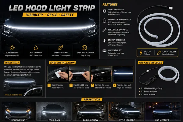 Green_Pvc_Flexible_Drl_Waterproof_Car_Hood_LED_Light_Strip
