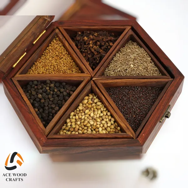 Wooden_Hexagonal_Compartment_Spice_Box