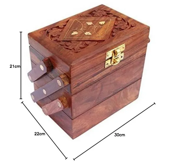 Wooden_Traditional_Floral_Carved_Multi-Tier_Storage_Box